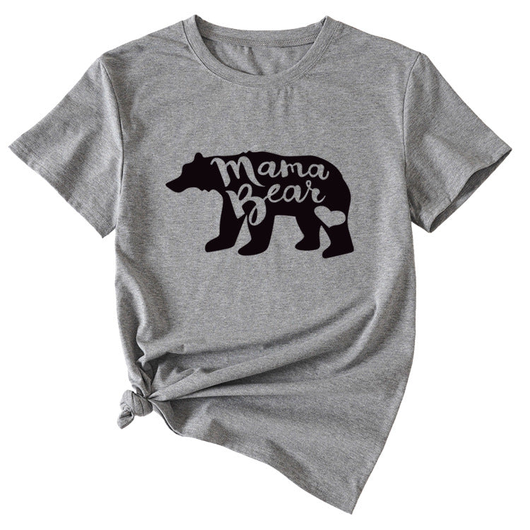 Women's Mama Bear Funny Pattern Short Sleeve Top