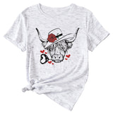 T-shirt à manches courtes et col rond pour femmes, à la mode, motif Rose Bullhead, décontracté