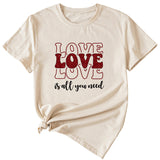 Love Love Love Letter Casual Crewneck Short Sleeve Tshirt
