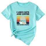 I Like Cats And Coffee Fun Pattern Short Sleeve Woman