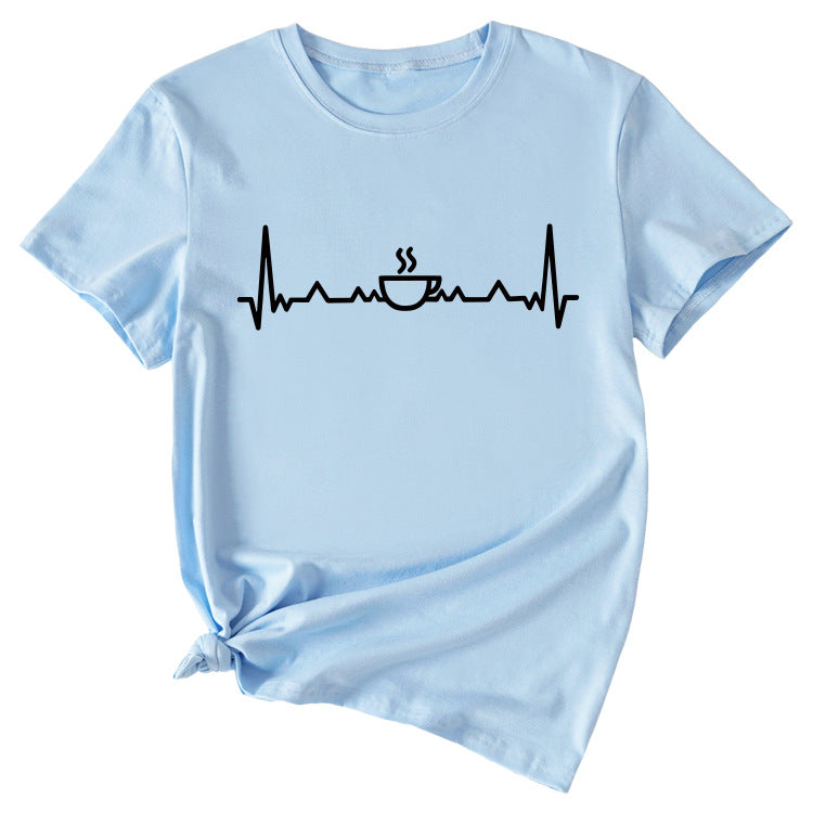 ECG Coffee Women's Loose Short Sleeve Top Round Neck T-shirt