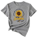 When You Cant Find Letters Sunflower Printed Round Neck Short Sleeve T-shirt