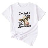Womens Im Just A Girl Fun Pattern Casual Short-sleeved T-shirt