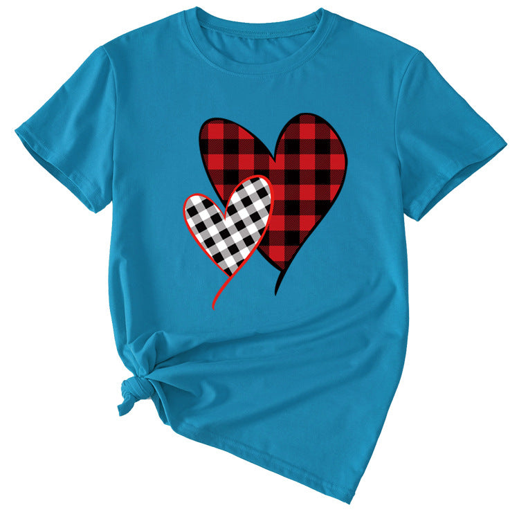 Cross Valentine's Day Love Motif Women's Casual Crewneck Short Sleeves