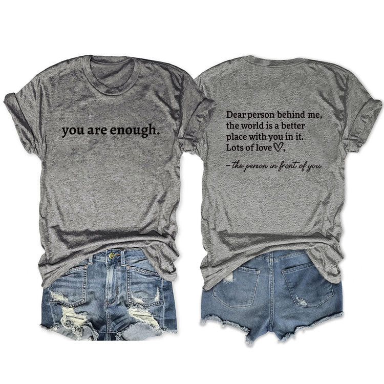 Casual Dear Person Behind Me Loose Round Neck Short-sleeved T-shirt