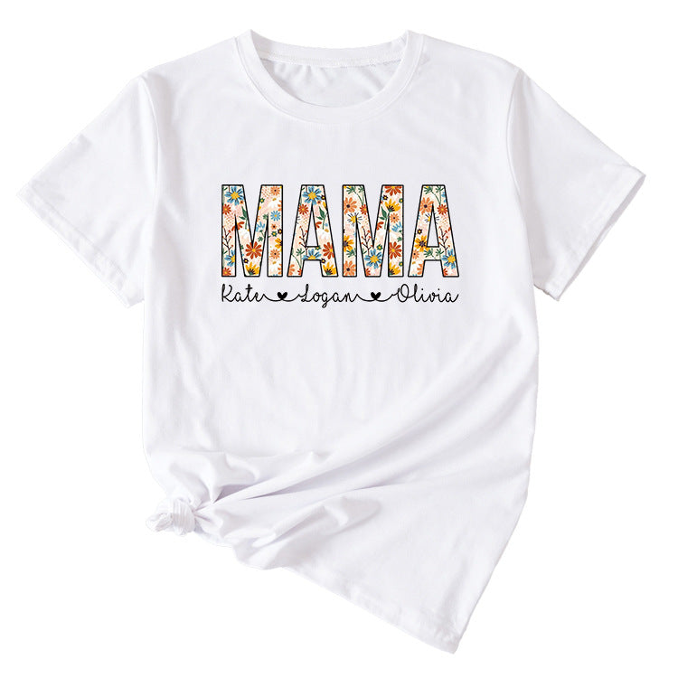 Letter Mama Kate Women's Casual Round Neck Short Sleeve T-shirt