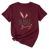 Cute Mama Bunny Pattern Women's Casual Round Neck Short Sleeve T-Shirt