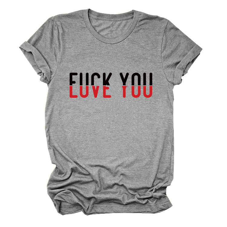 Fun printing love you casual short-sleeved comfortable simple versatile women's T-shirt