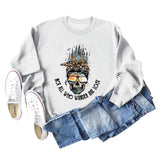 NOT ALL WHO WANDER ARE LOST Crew Neck Leopard Letter Long Sleeve Sweater Girl