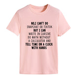 NO I CAN'T DO Alphabet Crew Neck Loose Short Sleeve Large Size T-Shirt