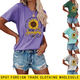 When You Cant Find Letters Sunflower Printed Round Neck Short Sleeve T-shirt