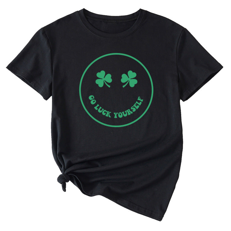 Fun Go Luck Yourself Casual Round Neck Short Sleeve Top
