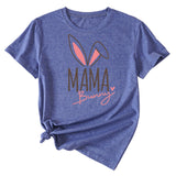 Cute Mama Bunny Pattern Women's Casual Round Neck Short Sleeve T-Shirt