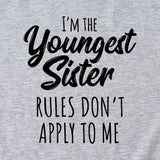 Letter Print I'm The Youngest Sister Fashion Short-sleeved T-shirt