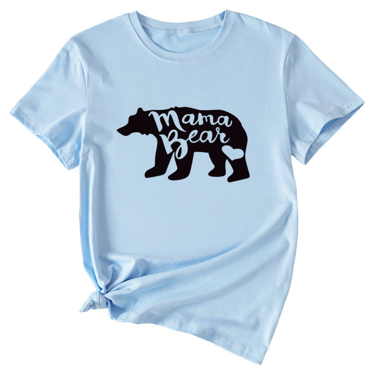 Women's Mama Bear Funny Pattern Short Sleeve Top