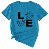 LOVE Fun Pattern Women's Loose Round Neck Short Sleeve Top Shirt