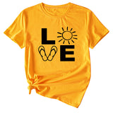 LOVE Fun Pattern Women's Loose Round Neck Short Sleeve Top Shirt