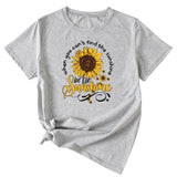 When You Cant Find Letters Sunflower Printed Round Neck Short Sleeve T-shirt
