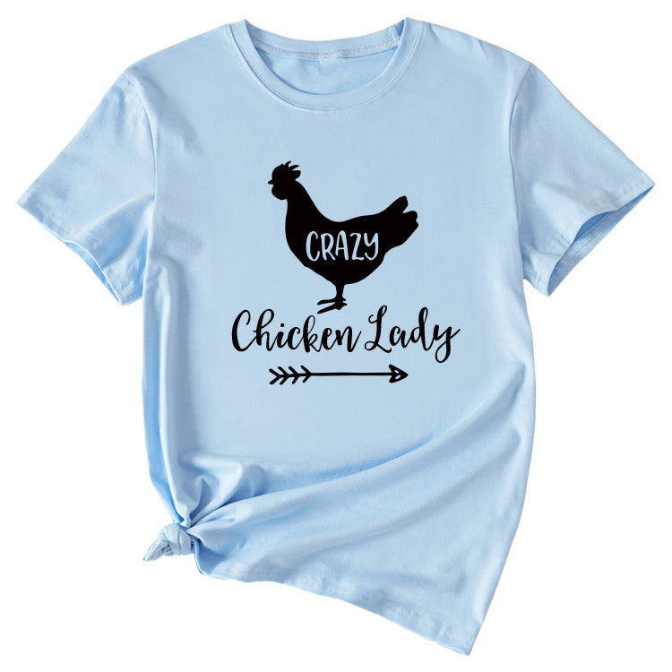 Crazy Chicken Lady Fun Pattern Short Sleeve Shirt