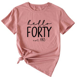 English Letter Hello Forest Est 1983 Round Neck Short Sleeve T-shirt