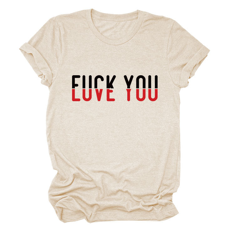 Fun printing love you casual short-sleeved comfortable simple versatile women's T-shirt