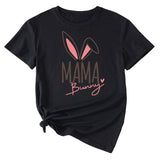 Cute Mama Bunny Pattern Women's Casual Round Neck Short Sleeve T-Shirt