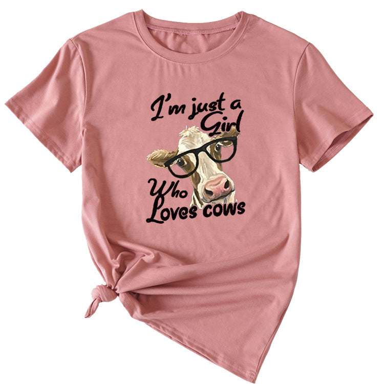 Womens Im Just A Girl Fun Pattern Casual Short-sleeved T-shirt