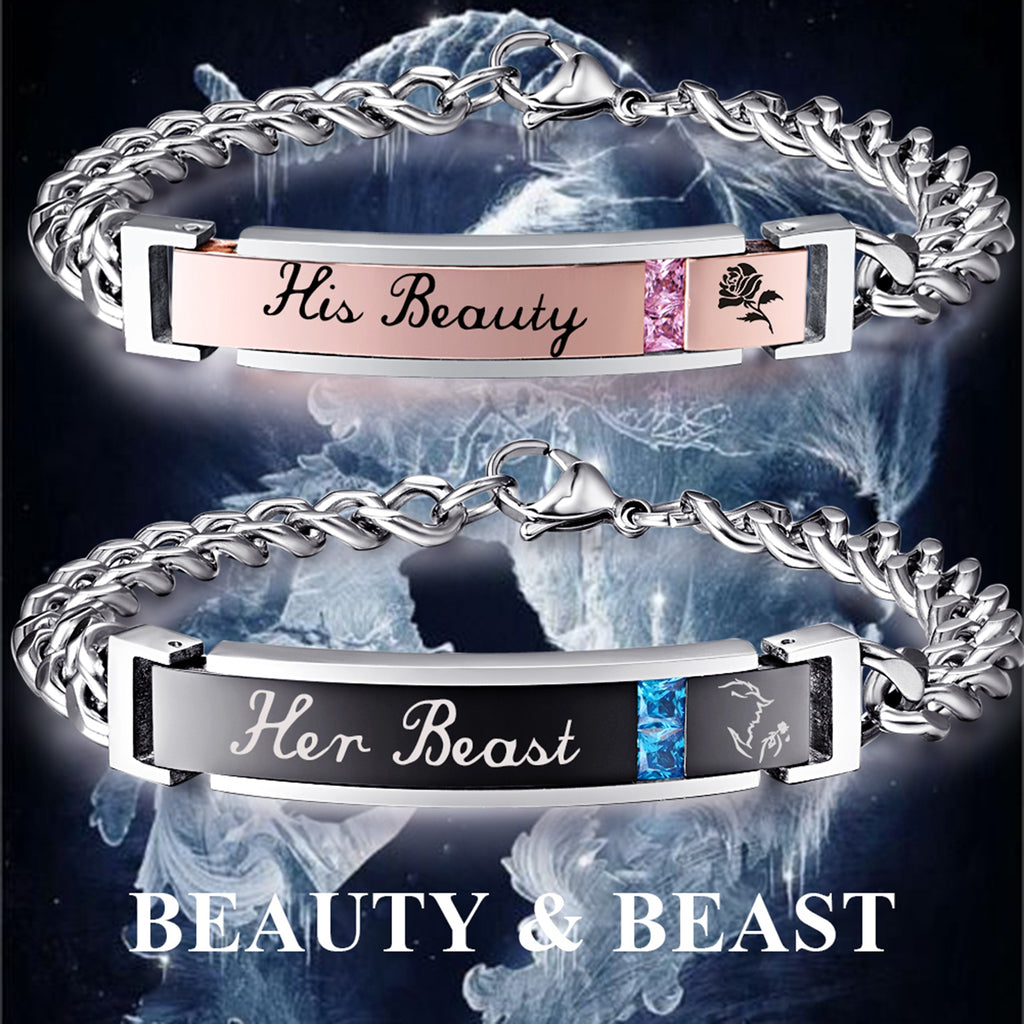 NEHZUS Bracelets de couple pour elle et lui en acier inoxydable assortis pour anniversaire