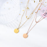NEHZUS Petite chaîne de perles rondes double couche classique et polyvalente avec pendentif rond brillant pour collier de clavicule pour femme