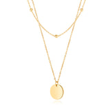NEHZUS Petite chaîne de perles rondes double couche classique et polyvalente avec pendentif rond brillant pour collier de clavicule pour femme