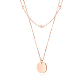 NEHZUS Petite chaîne de perles rondes double couche classique et polyvalente avec pendentif rond brillant pour collier de clavicule pour femme