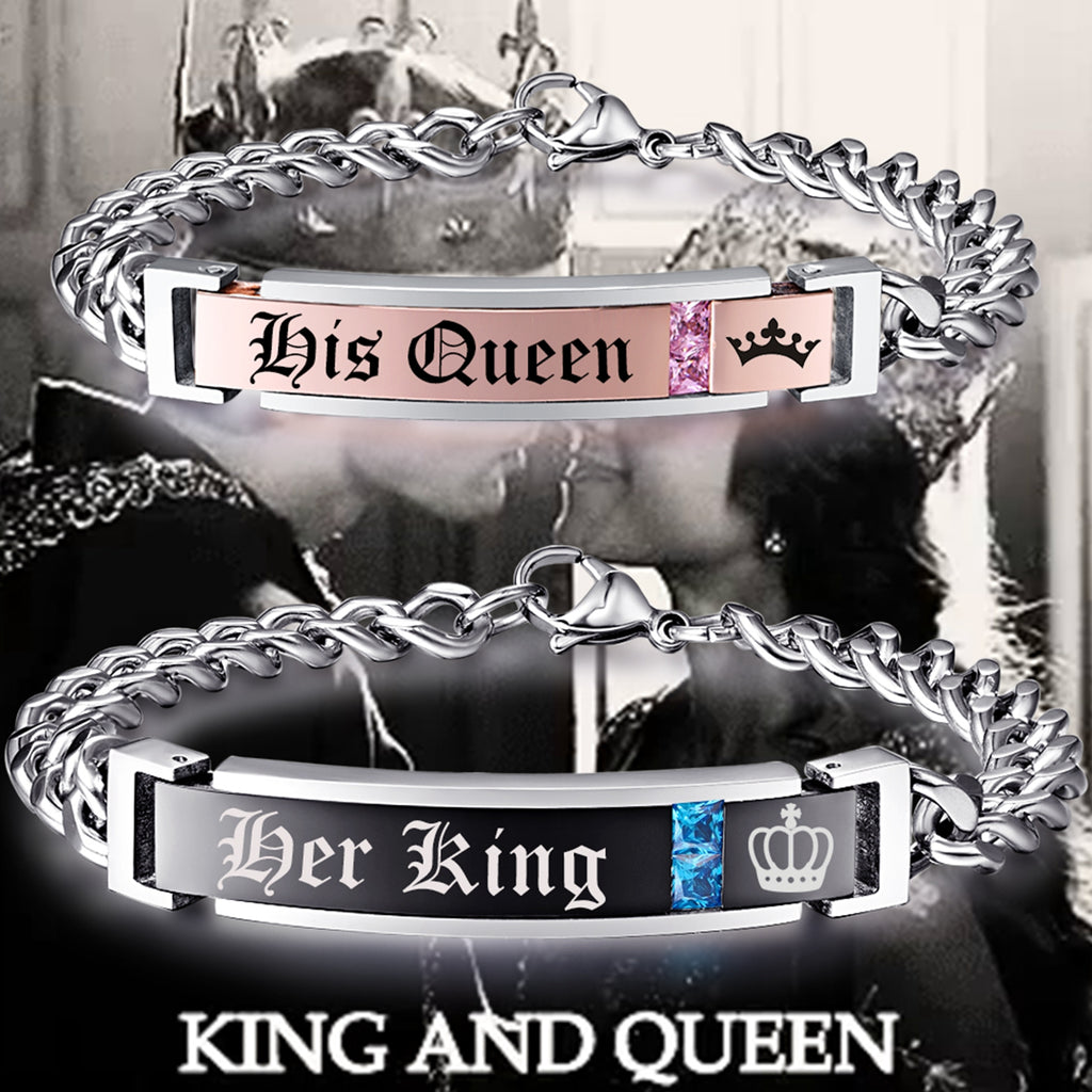 NEHZUS Bracelets de couple pour elle et lui en acier inoxydable assortis pour anniversaire