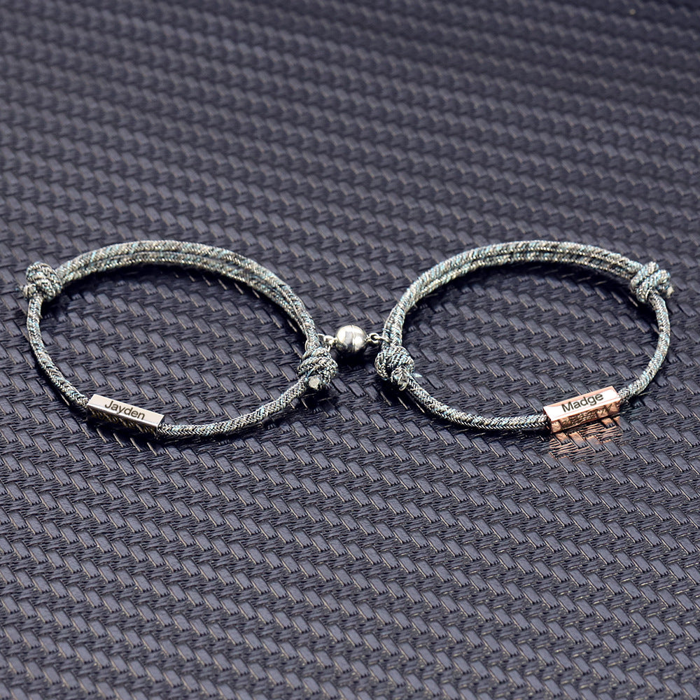 Magnetarmband für Paare aus Seil, verstellbares Paararmband für Frauen, Liebesarmband für Männer und Frauen