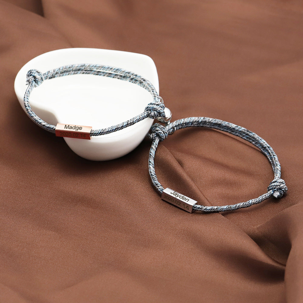 Magnetarmband für Paare aus Seil, verstellbares Paararmband für Frauen, Liebesarmband für Männer und Frauen