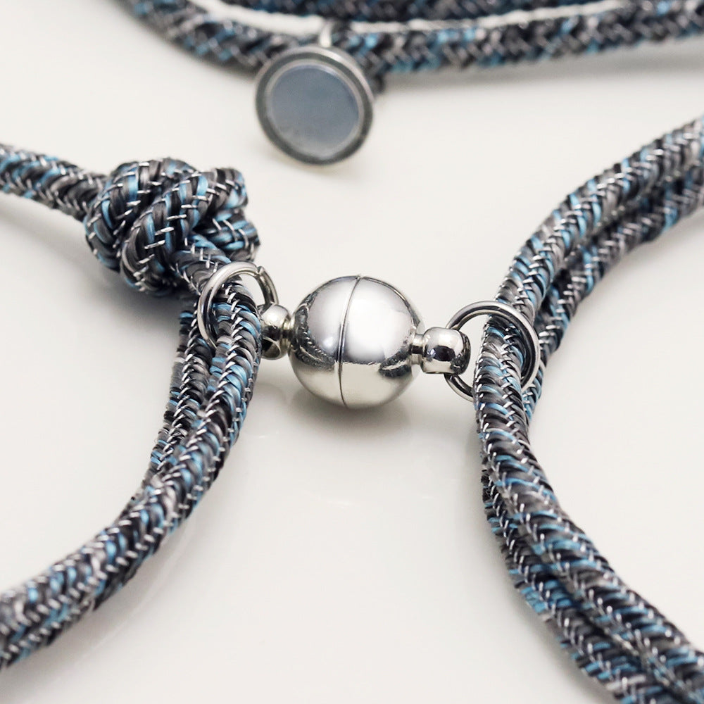 Magnetarmband für Paare aus Seil, verstellbares Paararmband für Frauen, Liebesarmband für Männer und Frauen