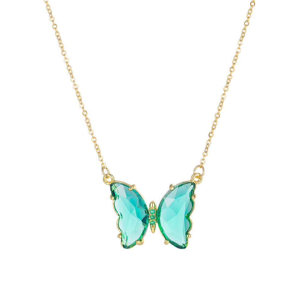 Petite chaîne de clavicule fraîche créative pour fille, pendentif en cristal et diamant, collier papillon polyvalent personnalisé