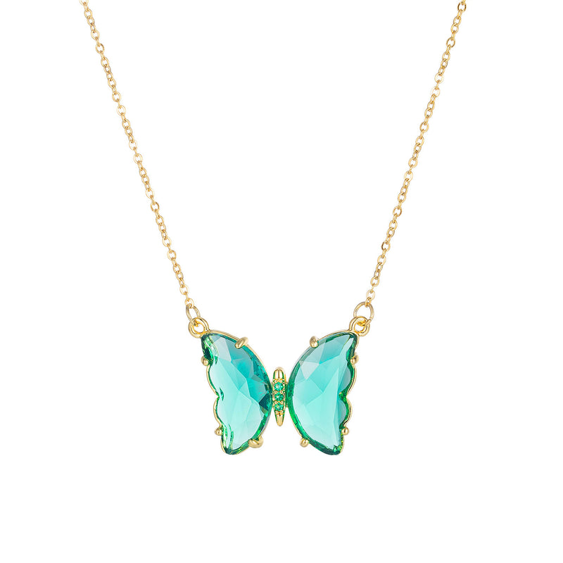 Petite chaîne de clavicule fraîche créative pour fille, pendentif en cristal et diamant, collier papillon polyvalent personnalisé
