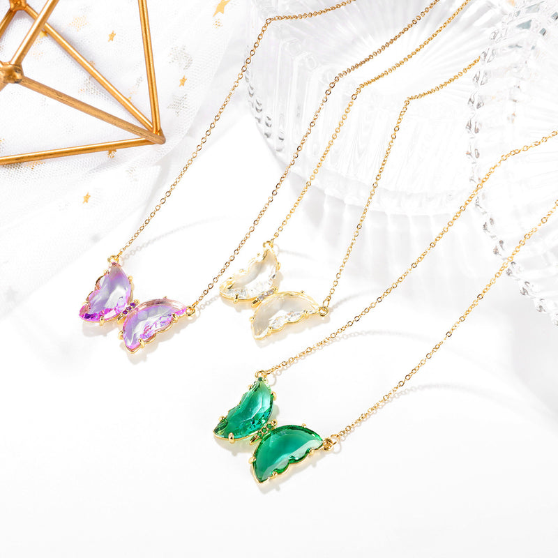 Petite chaîne de clavicule fraîche créative pour fille, pendentif en cristal et diamant, collier papillon polyvalent personnalisé