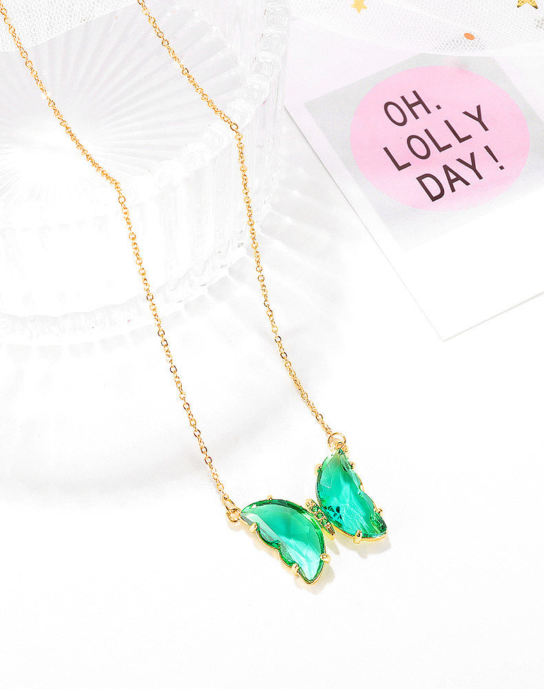 Petite chaîne de clavicule fraîche créative pour fille, pendentif en cristal et diamant, collier papillon polyvalent personnalisé