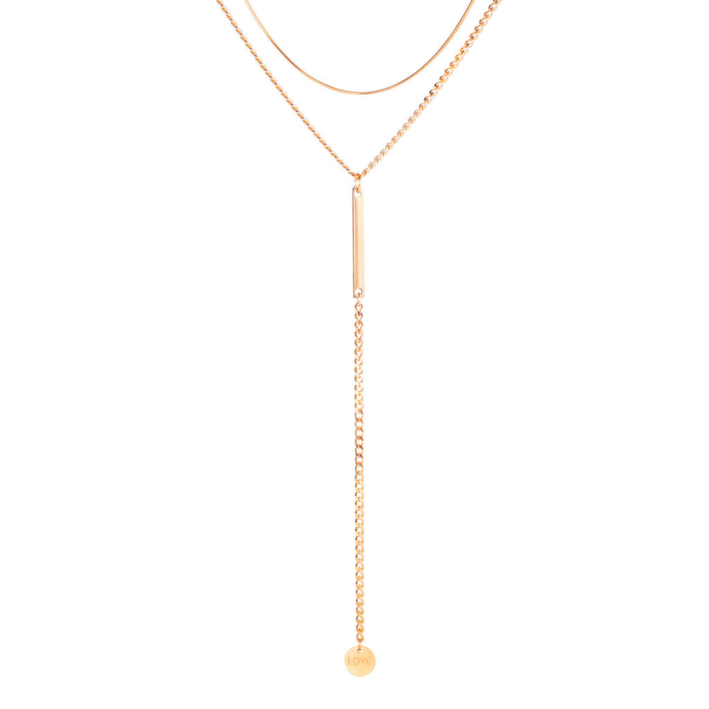 Collier en acier titane Double couche, chaîne de saut à signe rond Simple personnalisé