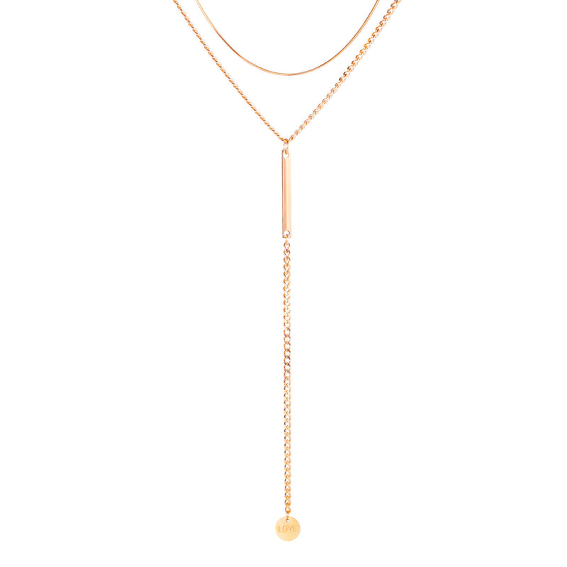 Collier en acier titane Double couche, chaîne de saut à signe rond Simple personnalisé