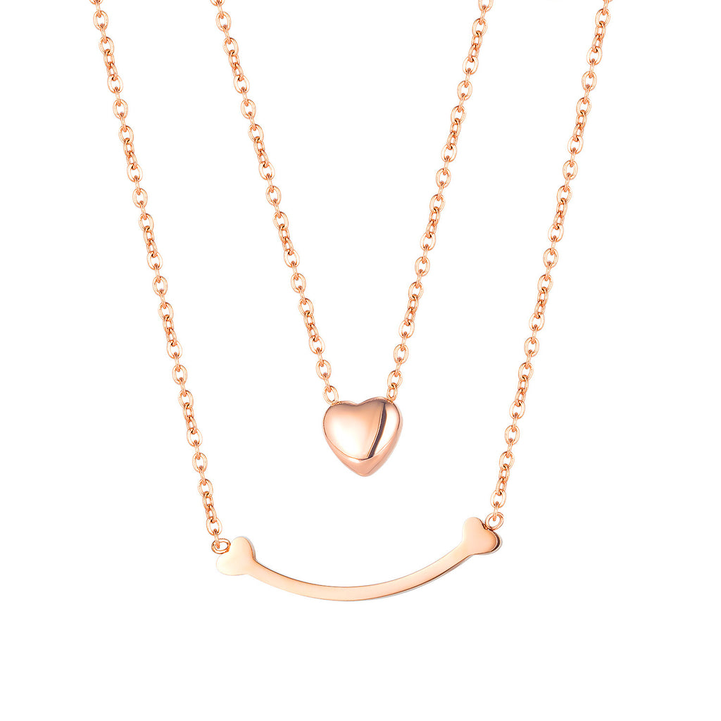 NEHZUS Multilayer Temperament Titanium Steel Necklace For Women Classic Love Bay Plaque Collarbone Chain Wholesale