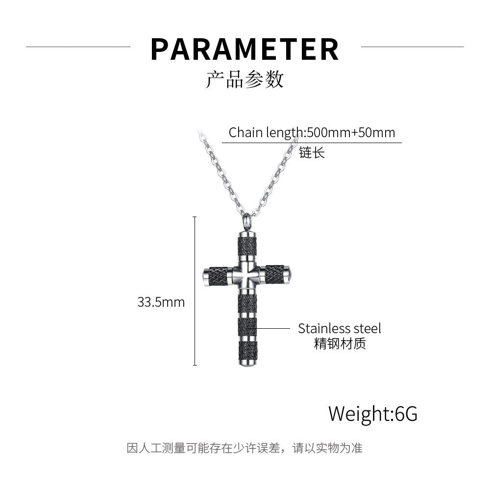 NEHZUS  Vintage Titanium Steel Cross Necklace for Men Netflix Fashionable Sweater Necklace GIFT for Boyfriend