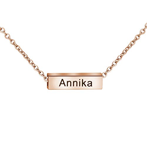 Colliers de barre de nom personnalisés pour filles, collier en tube carré en acier inoxydable, pendentif 4 côtés, lettres personnalisées pour femmes, petite amie, maman
