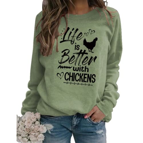 Sweat-shirt pour femmes, amoureux du poulet, la vie est meilleure avec des poulets