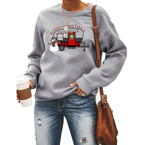 Camper chemise de noël femmes joyeux noël Buffalo Plaid léopard Camper bonhomme de neige sweat