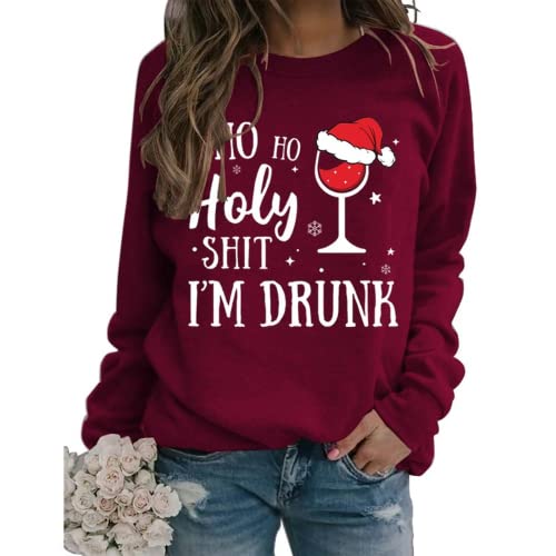 Sweat-shirt de Noël pour femme, Ho Ho Holy Shit, je suis ivre