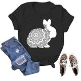 Cute Easter Floral T-Shirt Women Flower Rabbit Gift Tee