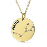 Collier pendentif Constellation plaqué or, horoscope, signe du zodiaque, breloques, pièces de monnaie réglables