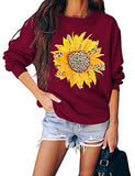 Sweat-shirt léopard tournesol à manches longues pour femmes, chemise léopard florale